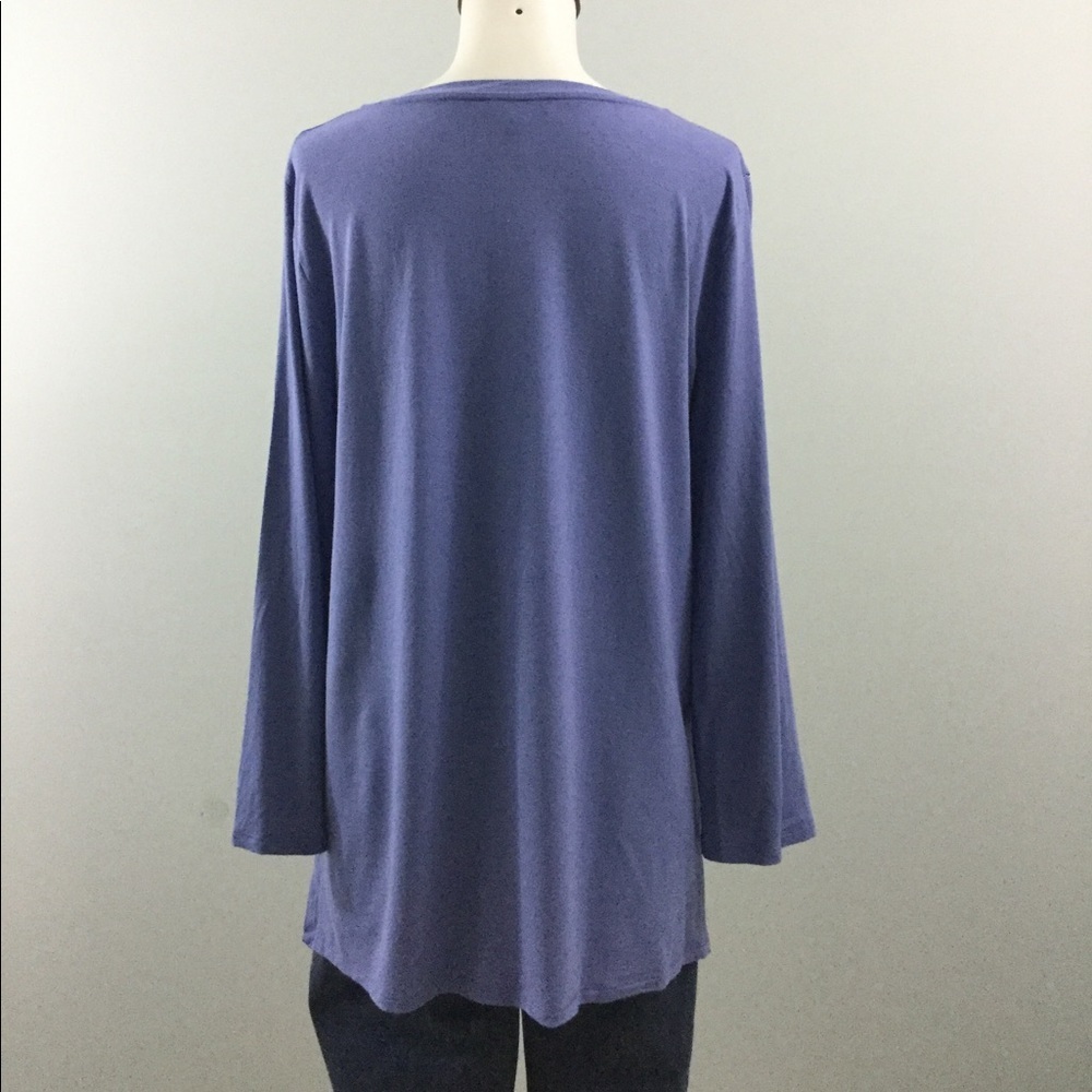 Eileen Fisher Periwinkle Three Quarter Sleeve Top Size S - Picture 5 of 8